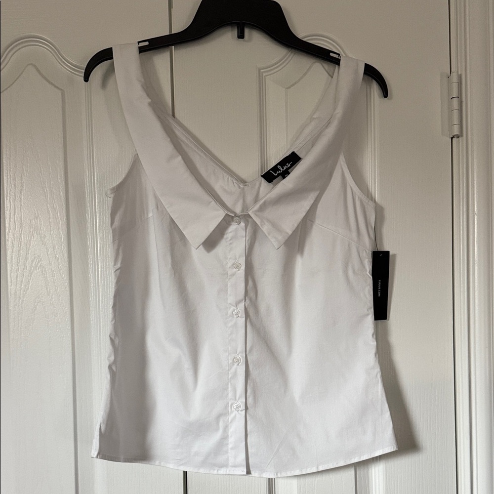 Lulu's White Sleeveless Blouse